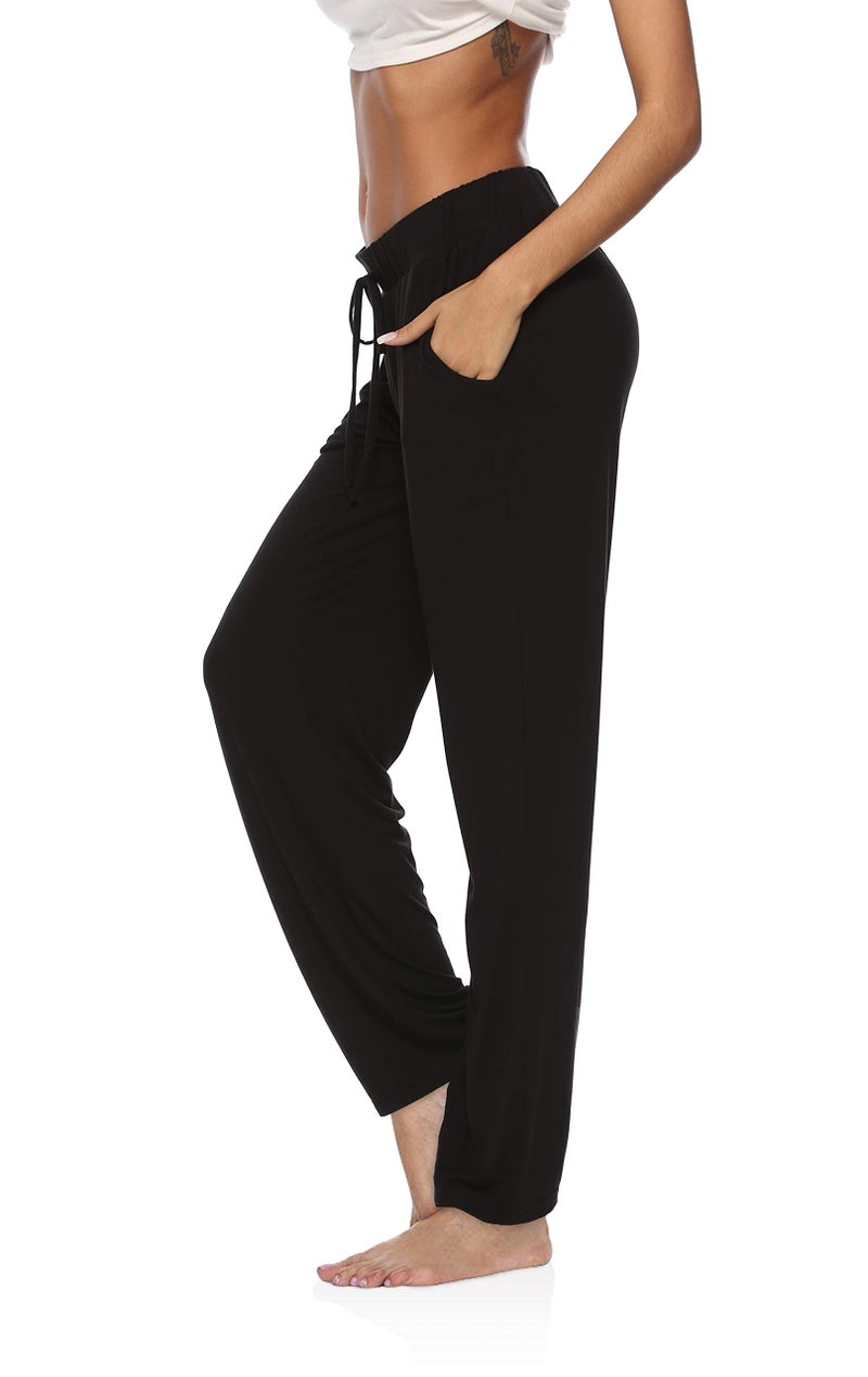 DIBAOLONG Womens Yoga Pants Wide Leg Comfy Drawstring Loose Straight Lounge Running Workout Legging Balck XXL Black - Image 1